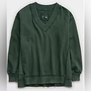 Aerie Vacay Everyday Army Green vintage washed over-sized Sweatshirt